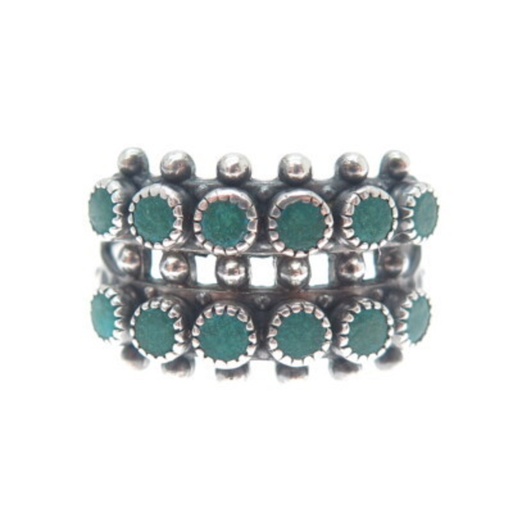 Old Pawn Sterling Silver Vintage Southwestern Turquoise Snake Eye Ring Size 9.25 - Picture 3 of 8